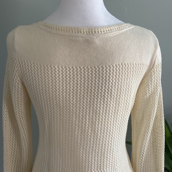 Anthropologie Moth Creamy Colored Open Weave Sweater with Coppery Detail… - Picture 6 of 8